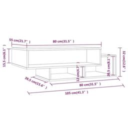 Berkfield Home Coffee Table Grey Sonoma 105x55x32 cm Engineered Wood - Size: 105 x 55 x 32 cm - thumbnail 6