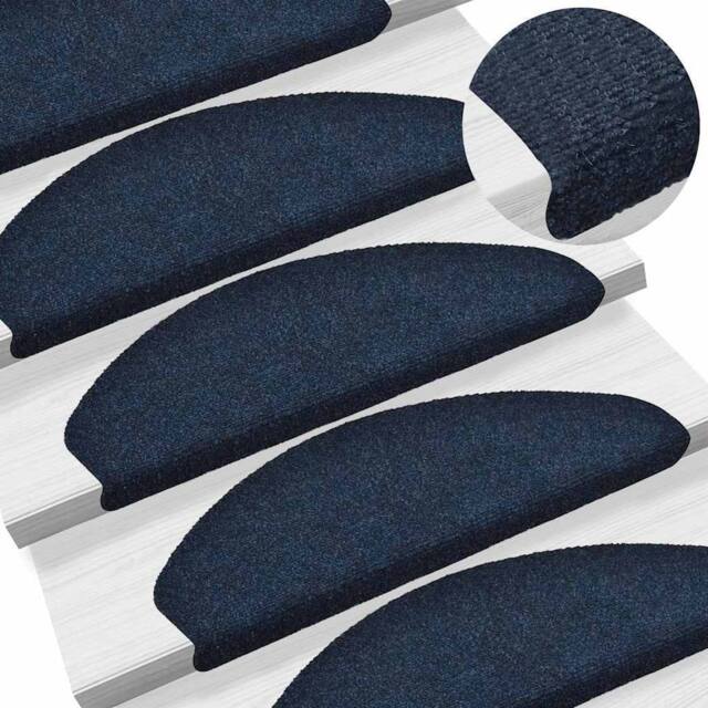 Berkfield Home Self-adhesive Stair Mats 5 pcs Navy 65x21x4 cm Needle Punch - Size: Medium - image 1