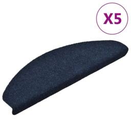 Berkfield Home Self-adhesive Stair Mats 5 pcs Navy 65x21x4 cm Needle Punch - Size: Medium - thumbnail 2