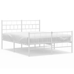 Berkfield Home Metal Bed Frame with Headboard & Footboard White 120x200 cm - Size: Small Double