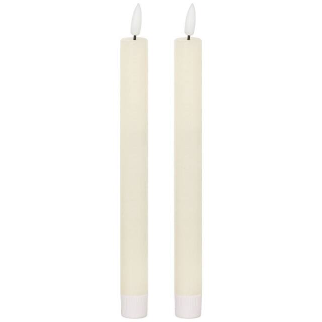 Love Lace Natural Glow S/ 2 Ivory LED Dinner Candles in White - image 1