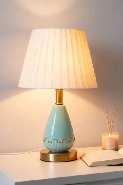 Living and Home Ceramic & Iron Table Lamp with 5W Bulb in Bronze - image 1