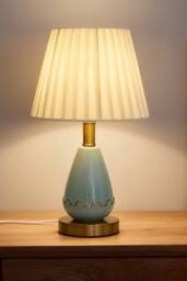 Living and Home Ceramic & Iron Table Lamp with 5W Bulb in Bronze - thumbnail 2