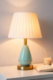 Living and Home Ceramic & Iron Table Lamp with 5W Bulb in Bronze - thumbnail 1