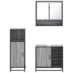 Berkfield Home 3 Piece Bathroom Furniture Set Grey Sonoma Engineered Wood - thumbnail 5