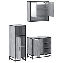 Berkfield Home 3 Piece Bathroom Furniture Set Grey Sonoma Engineered Wood - thumbnail 6