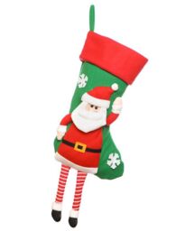 Dibor Set of 4 Santa Hanging Legs Xmas Tree Christmas Gift Bag Stocking in Green - Size: 4 Pack - thumbnail 2