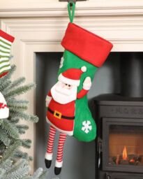Dibor Set of 4 Santa Hanging Legs Xmas Tree Christmas Gift Bag Stocking in Green - Size: 4 Pack - thumbnail 1