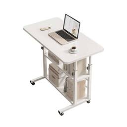 Nordara White Adjustable Folding Laptop Desk Trolley Home Study Computer - Size: 100 cm x 100 cm - thumbnail 2