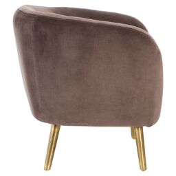 Orsina Luxurious Grey Velvet Round Chair, Velvet Upholstered Mid Century Armchair, Metal Legs Comfortable Armchair - thumbnail 4