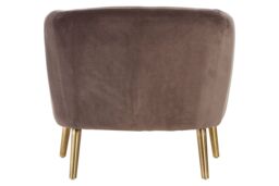 Orsina Luxurious Grey Velvet Round Chair, Velvet Upholstered Mid Century Armchair, Metal Legs Comfortable Armchair - thumbnail 5