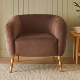 Orsina Luxurious Grey Velvet Round Chair, Velvet Upholstered Mid Century Armchair, Metal Legs Comfortable Armchair