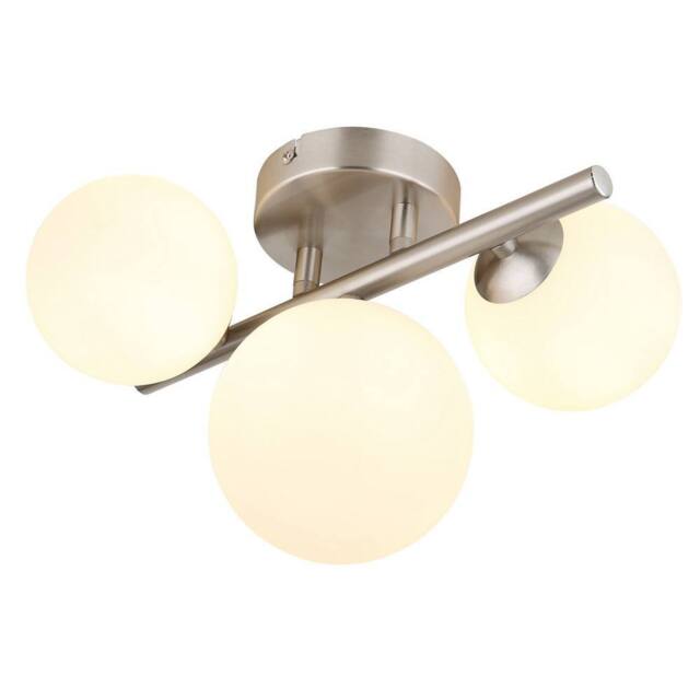 Netlighting Riha Globe Ceiling Light Nickel Matt Opal Glass Shade 3x G9 3000K in Grey - image 1