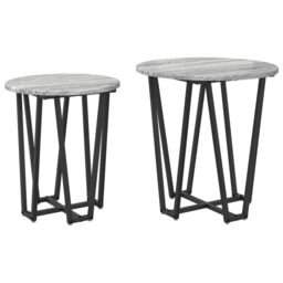 Berkfield Home Side Table 2 pcs Gray Sonoma Engineered Wood & Metal in Grey - thumbnail 2