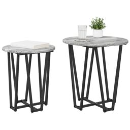 Berkfield Home Side Table 2 pcs Gray Sonoma Engineered Wood & Metal in Grey - thumbnail 3