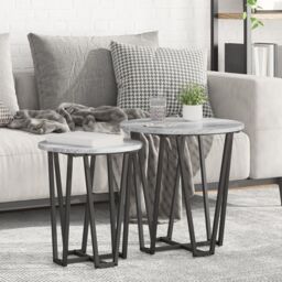 Berkfield Home Side Table 2 pcs Gray Sonoma Engineered Wood & Metal in Grey - thumbnail 1