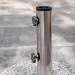 Samuel Alexander 15kg Round Granite Garden Parasol / Umbrella Base Weight Stainless Steel Pole in Grey - thumbnail 3