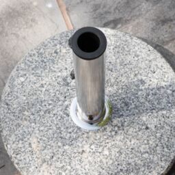 Samuel Alexander 15kg Round Granite Garden Parasol / Umbrella Base Weight Stainless Steel Pole in Grey - thumbnail 5