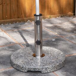 Samuel Alexander 15kg Round Granite Garden Parasol / Umbrella Base Weight Stainless Steel Pole in Grey - thumbnail 4