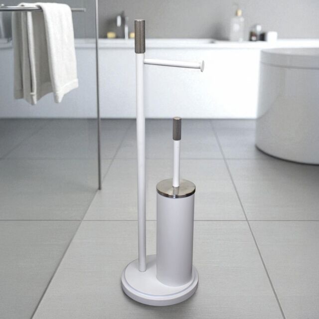 Showerdrape Chester White Toilet Roll Holder & Toilet Brush Combination - image 1
