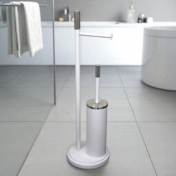 Showerdrape Chester White Toilet Roll Holder & Toilet Brush Combination - thumbnail 1