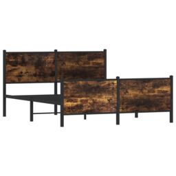 Berkfield Home Metal Bed Frame without Mattress Smoked Oak 140x200 cm in Brown - thumbnail 4