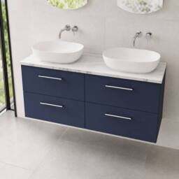 Balterley Level 1200mm Wall Hung 4 Drawer Unit & Laminate Worktop, Midnight Blue - thumbnail 3
