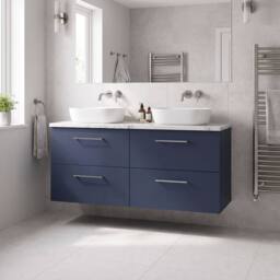 Balterley Level 1200mm Wall Hung 4 Drawer Unit & Laminate Worktop, Midnight Blue - thumbnail 4