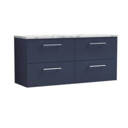 Balterley Level 1200mm Wall Hung 4 Drawer Unit & Laminate Worktop, Midnight Blue - thumbnail 1