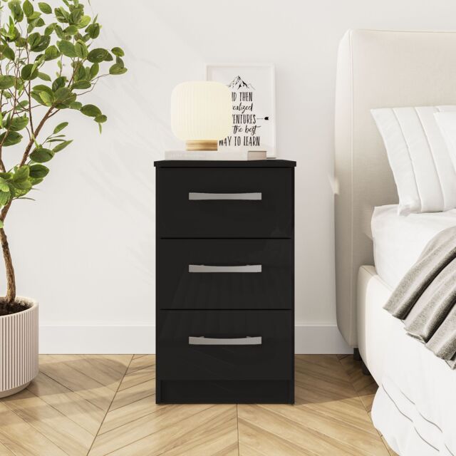 Birlea Lynx 3 Drawer Bedside in Black - image 1