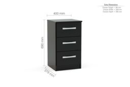 Birlea Lynx 3 Drawer Bedside in Black - thumbnail 6