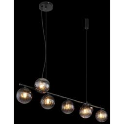 Netlighting Dallerta Bar Pendant Ceiling Light Matt Black Smoke Glass Shade 7x G9 - thumbnail 5