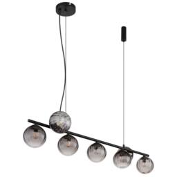 Netlighting Dallerta Bar Pendant Ceiling Light Matt Black Smoke Glass Shade 7x G9 - thumbnail 2