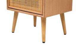 Nordlys Scandinavian Wooden Bedside Table with Rattan Drawer in Brown - thumbnail 7