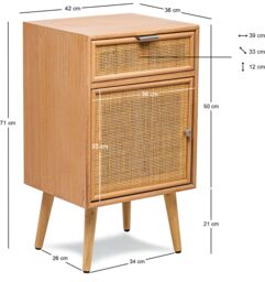 Nordlys Scandinavian Wooden Bedside Table with Rattan Drawer in Brown - thumbnail 5