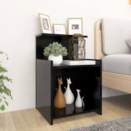 Berkfield Home Durable Bed Cabinets 2 pcs Black 40x35x60 cm Engineered Wood - Size: 40 x 35 x 60 cm - thumbnail 2