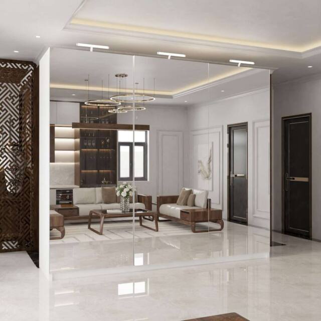 MN Furniture Full Mirror 250cm Sliding Doors Wardrobe with LED Lighting in White - image 1