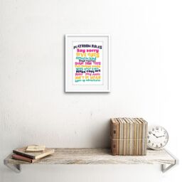 "Artery8 Wall Art Print Kids Playroom Rules Fun Colourful Framed in White - Size: W7"" x H9""" - thumbnail 2
