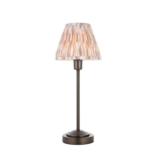 Netlighting Rise Bronze Plate Table Lamp Fabric Ikat Shade 16cm E14 in Brown - image 1