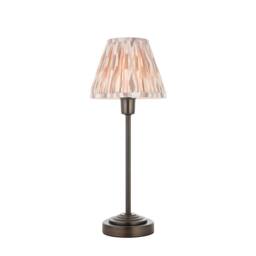 Netlighting Rise Bronze Plate Table Lamp Fabric Ikat Shade 16cm E14 in Brown