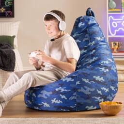 icon Gaming Recliner Bean Bag, Camo Print in Blue - thumbnail 2