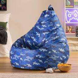 icon Gaming Recliner Bean Bag, Camo Print in Blue - thumbnail 1