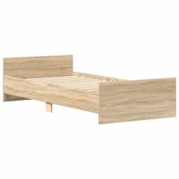 Berkfield Home Bed Frame Sonoma Oak 90x200 cm Engineered Wood in Light Oak - thumbnail 4