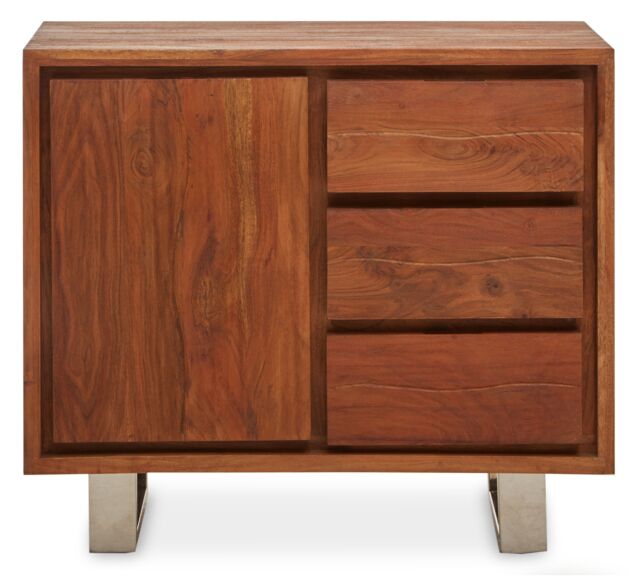 Orsina Acacia One‑Door Sideboard, Natural Solid Acacia Wood Cabinet with Single Door & Three Drawers in Brown - image 1