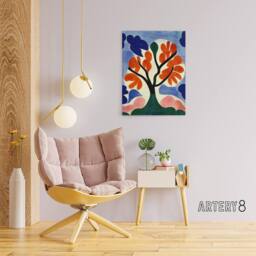 "Artery8 Abstract Autumn Tree Canvas Wall Art Print - Size: W24"" x H32""" - thumbnail 3