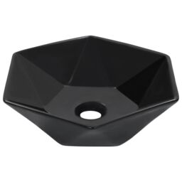 Berkfield Home Wash Basin 41x36.5x12 cm Ceramic Black - thumbnail 1