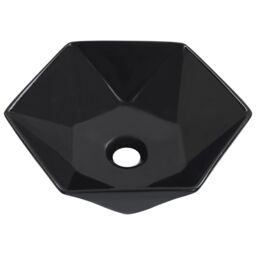Berkfield Home Wash Basin 41x36.5x12 cm Ceramic Black - thumbnail 2