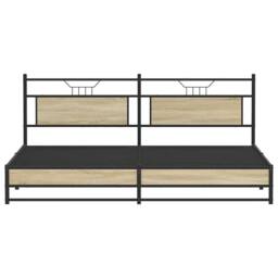 Berkfield Home Metal Bed Frame without Mattress Sonoma Oak 200x200 cm in Brown - thumbnail 6