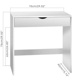 EONLION White Wooden Dressing Table Vanity Computer Desk - Size: 100 cm - thumbnail 2