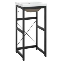 Berkfield Home Bathroom Washbasin Frame with Built-in Basin Black Iron